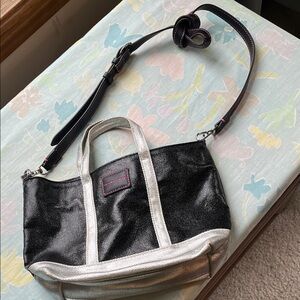 Victoria's Secret Black and Silver Shoulder Bag